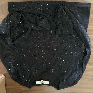 Elegant Black Sparkle Long Sleeve Top